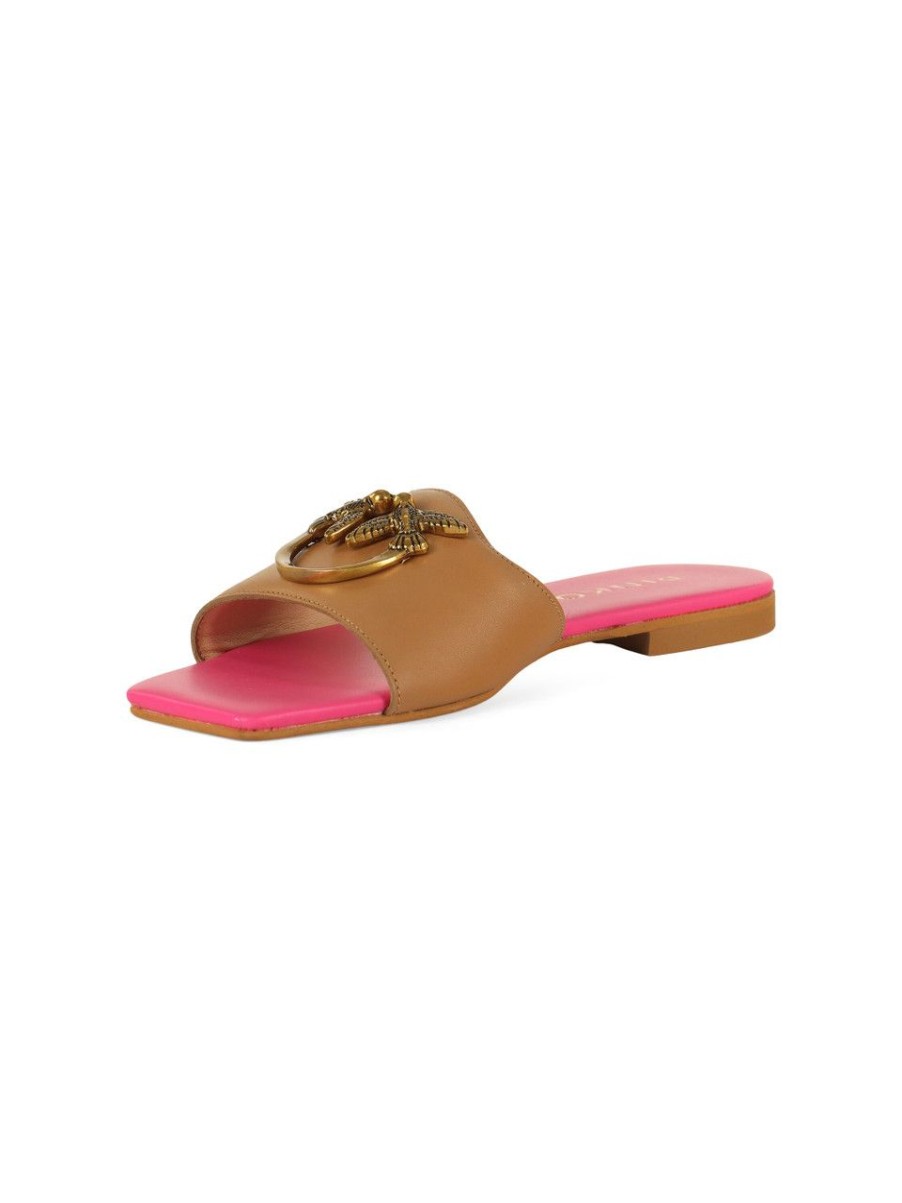 Donna PINKO | Ciabattine Flat In Pelle Marli 01 Cuoio