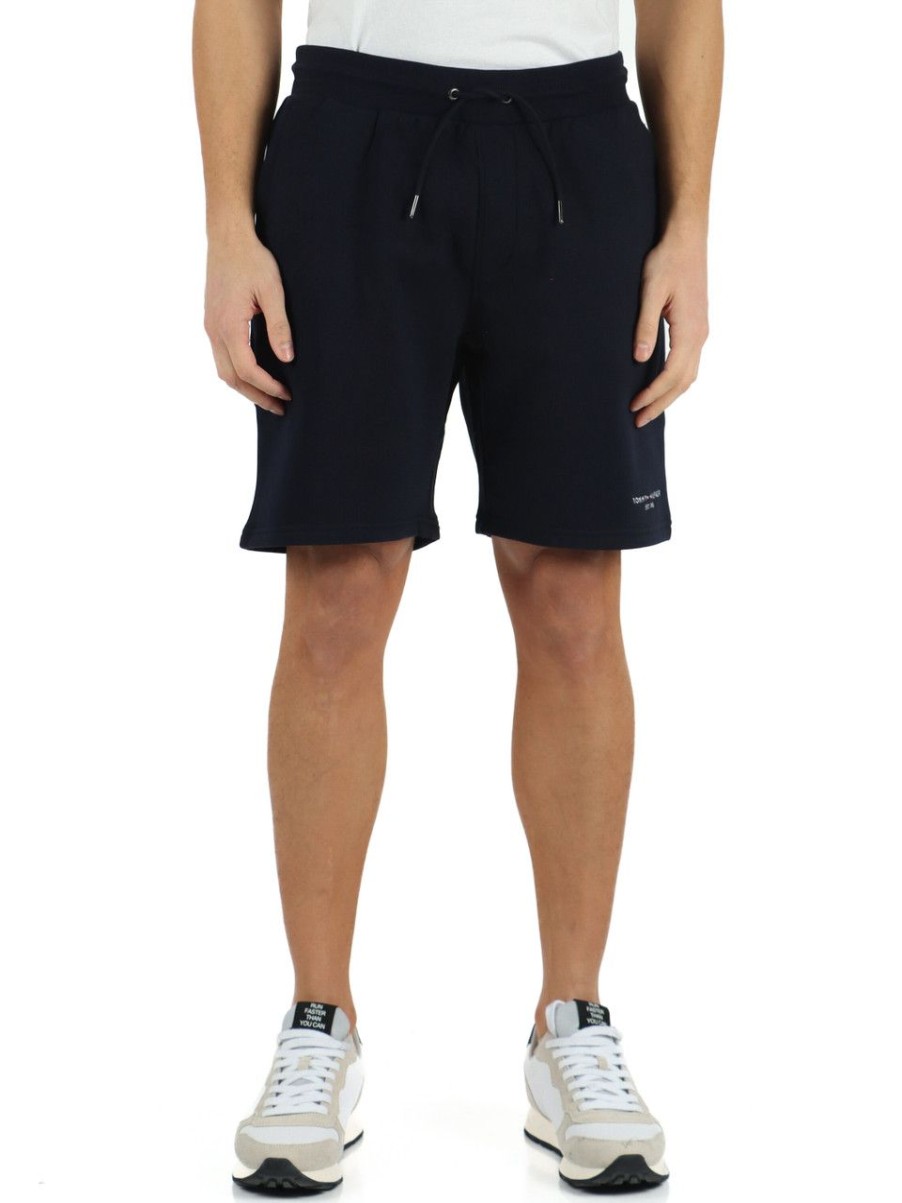 Uomo TOMMY HILFIGER | Pantaloncini Sportivi In Cotone Felpato Blu Scuro