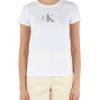 Donna CALVIN KLEIN JEANS | T-Shirt In Cotone Con Stampa Logo E Paillettes Bianco