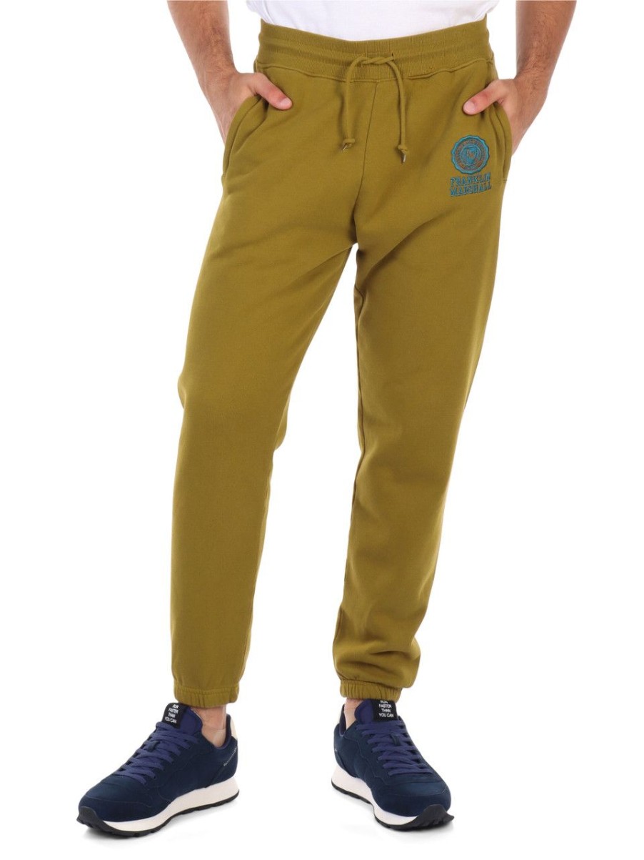 Uomo FRANKLIN & MARSHALL | Pantalone Sportivo In Cotone Felpato Con Ricamo Logo Verde