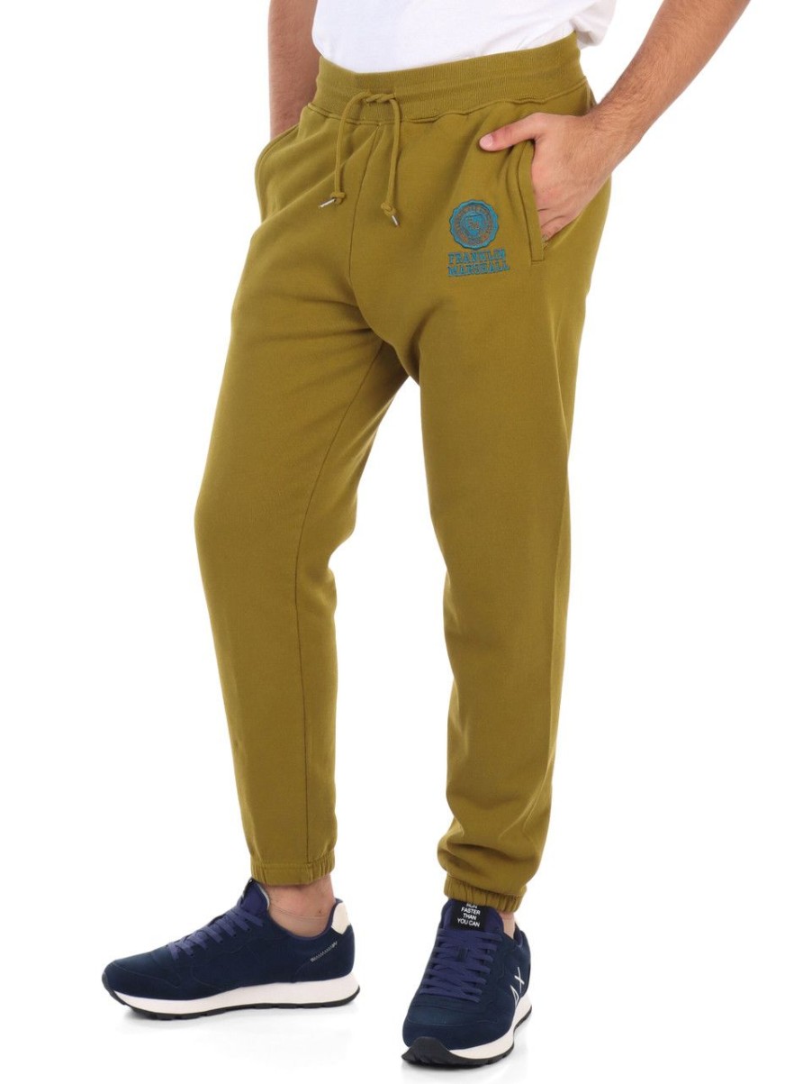 Uomo FRANKLIN & MARSHALL | Pantalone Sportivo In Cotone Felpato Con Ricamo Logo Verde