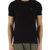 Uomo CALVIN KLEIN | T-Shirt Slim Fitin Cotone Stretch Con Patch Logo Frontale Nero