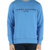 Uomo TOMMY HILFIGER | Felpa Girocollo In Misto Cotone Azzurro