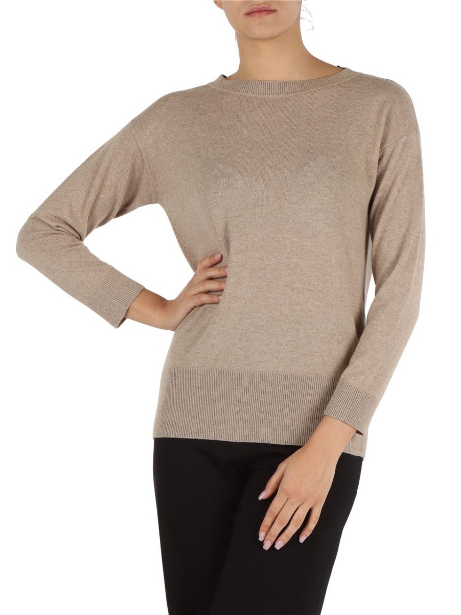 Donna ALPHA STUDIO | Maglia In Misto Lana - Viscosa E Cashmere Beige