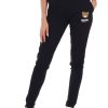 Donna MOSCHINO UNDERWEAR | Pantalone Sportivo Felpato Con Stampa Logo Nero