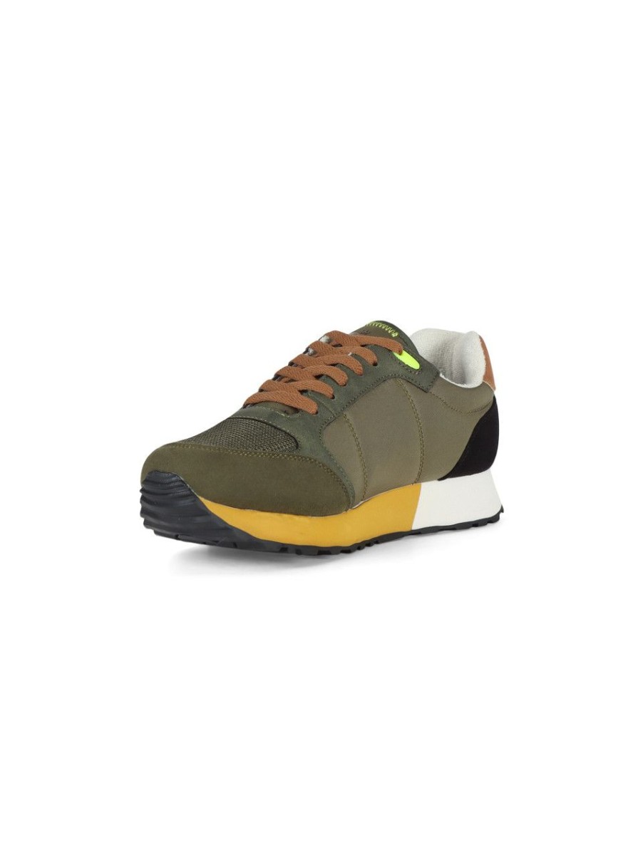 Uomo AERONAUTICA MILITARE | Sneakers In Tessuto Ed Ecopelle Con Patch Logo Verde