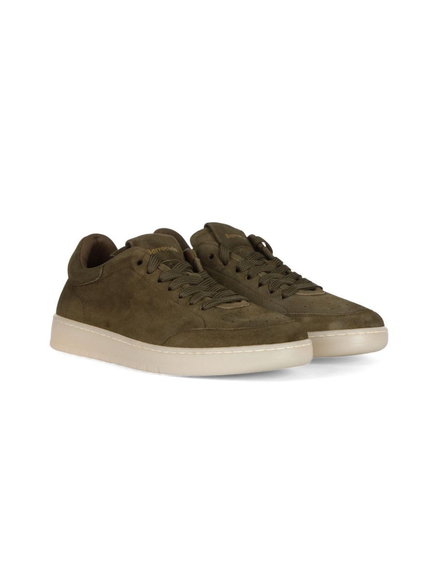 Uomo BARRACUDA | Sneakers In Pelle Scamosciata Con Scritta Logo Verde Scuro