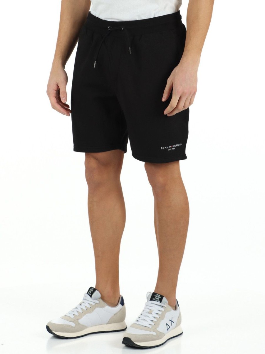 Uomo TOMMY HILFIGER | Pantaloncini Sportivi In Cotone Felpato Nero