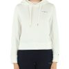 Donna TOMMY HILFIGER | Felpa Con Cappuccio In Misto Cotone Garzato Bianco