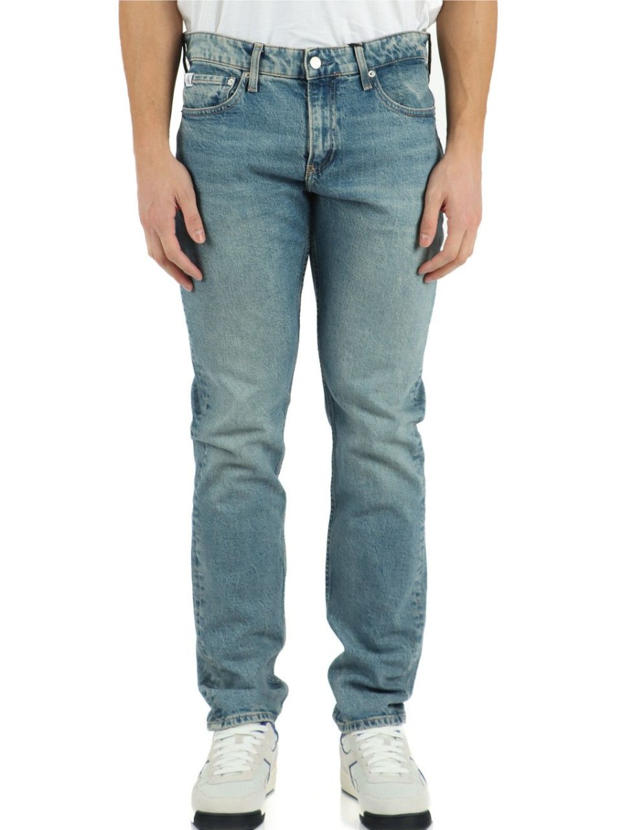 Uomo CALVIN KLEIN JEANS | Pantalone Jeans Cinque Tasche Slim Fit Blu Chiaro