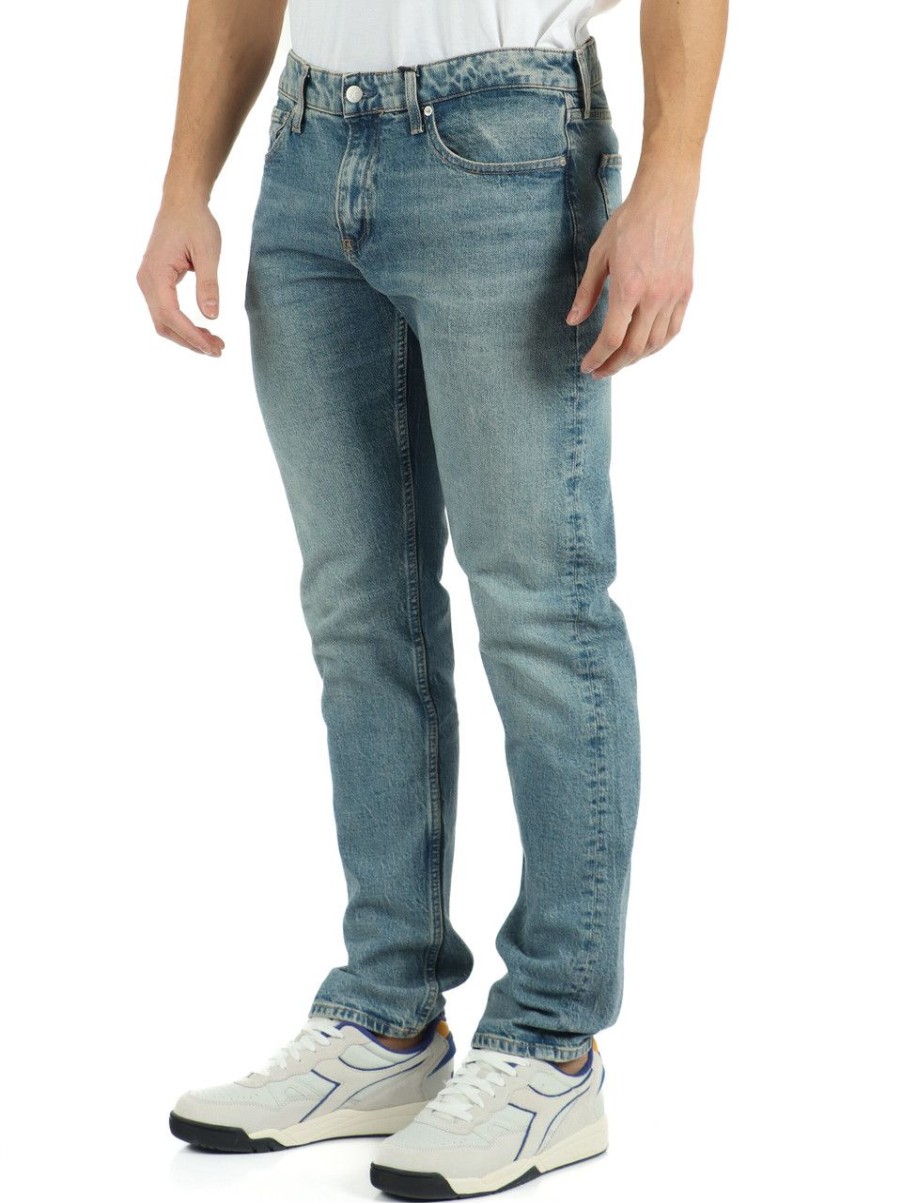 Uomo CALVIN KLEIN JEANS | Pantalone Jeans Cinque Tasche Slim Fit Blu Chiaro