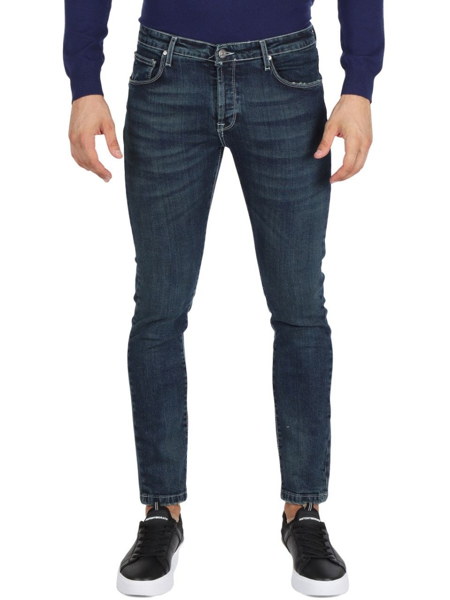 Uomo DANIELE ALESSANDRINI | Homme Couture: Pantalone Jeans Cinque Tasche Ravenna Blu