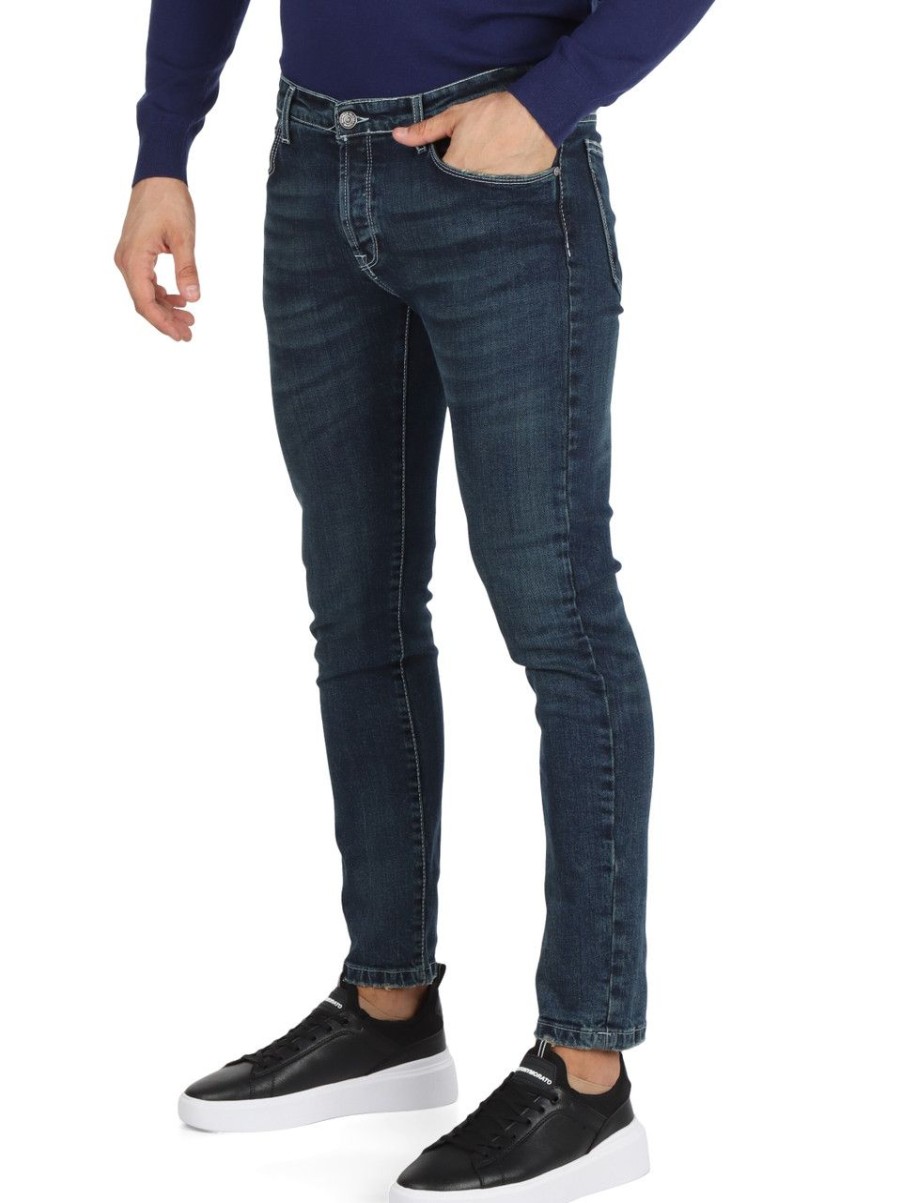 Uomo DANIELE ALESSANDRINI | Homme Couture: Pantalone Jeans Cinque Tasche Ravenna Blu