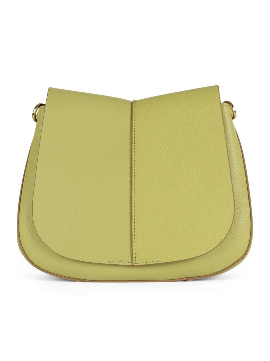 Donna GIANNI CHIARINI | Borsa A Tracolla Helena Round Small In Pelle Grana Dollaro Verde Chiaro