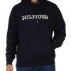 Uomo TOMMY HILFIGER | Felpa In Misto Cotone Con Cappuccio E Ricamo Logo Blu Scuro