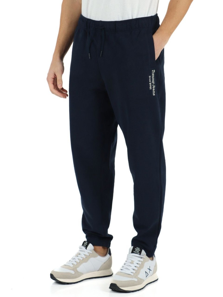 Uomo TOMMY JEANS | Pantaloni Sportivi In Cotone Garzato Blu