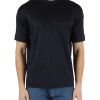 Uomo EMPORIO ARMANI | T-Shirt Cotone E Lyocell Con Ricamo Logo Blu Scuro