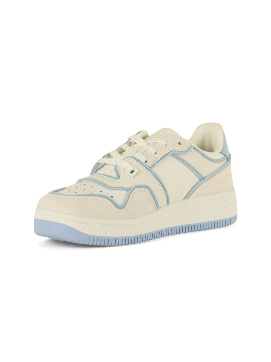 Donna TOMMY JEANS | Sneakers In Pelle Ed Ecopelle Retro Basket Foam Edge Celeste