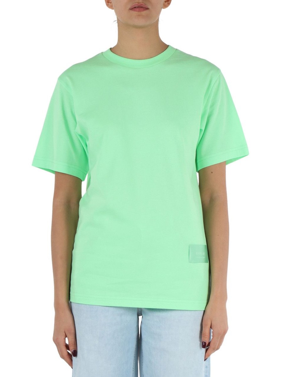 Donna REPLAY | T-Shirt In Cotone Con Etichetta Logo Verde Chiaro