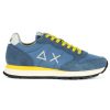 Uomo SUN68 | Sneakers In Pelle E Tessuto Tom Solid Blu Chiaro