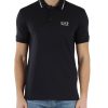 Uomo EA7 | Polo In Cotone Piquet Con Stampa Logo A Rilievo Blu Scuro