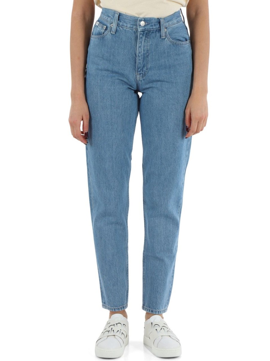 Donna CALVIN KLEIN JEANS | Pantaloni Jeans Cinque Tasche Mom Fit Blu Chiaro