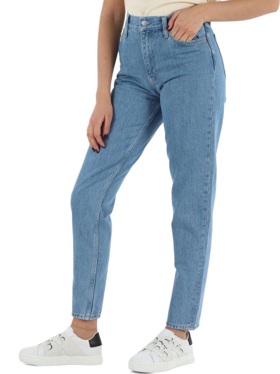 Donna CALVIN KLEIN JEANS | Pantaloni Jeans Cinque Tasche Mom Fit Blu Chiaro