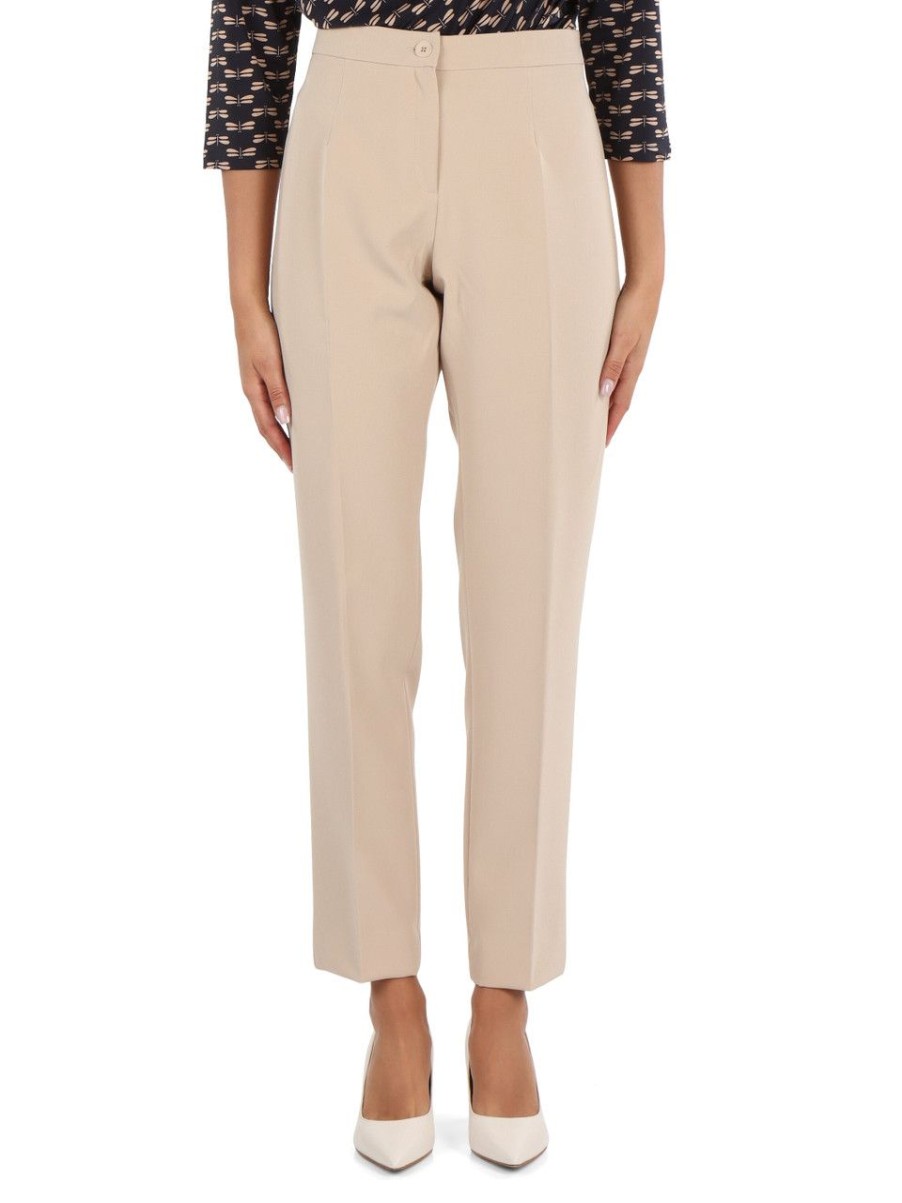 Donna ELENA MIRÒ | Pantalone In Tessuto Stretch Beige