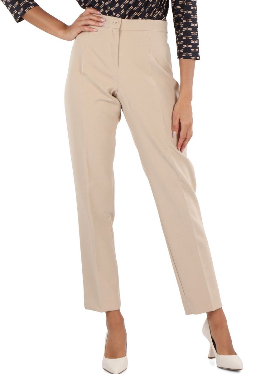 Donna ELENA MIRÒ | Pantalone In Tessuto Stretch Beige