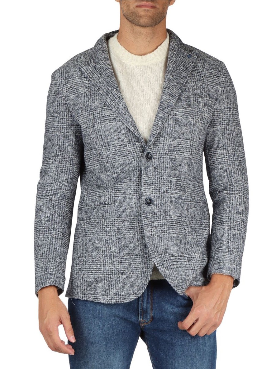 Uomo AT.P.CO | Giacca In Misto Lana Vergine E Cotone Roger Blu