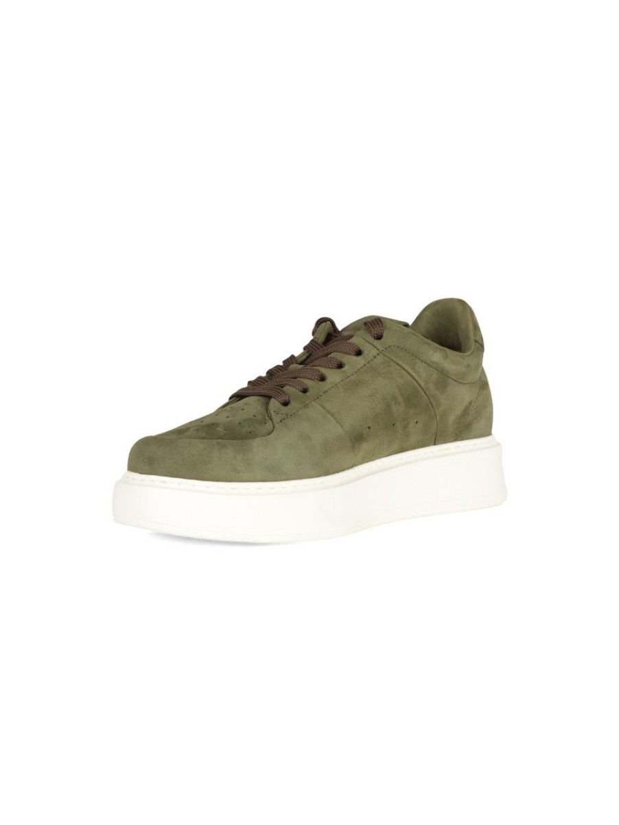 Uomo BARRACUDA | Sneakers In Nabuk Con Scritta Logo Verde