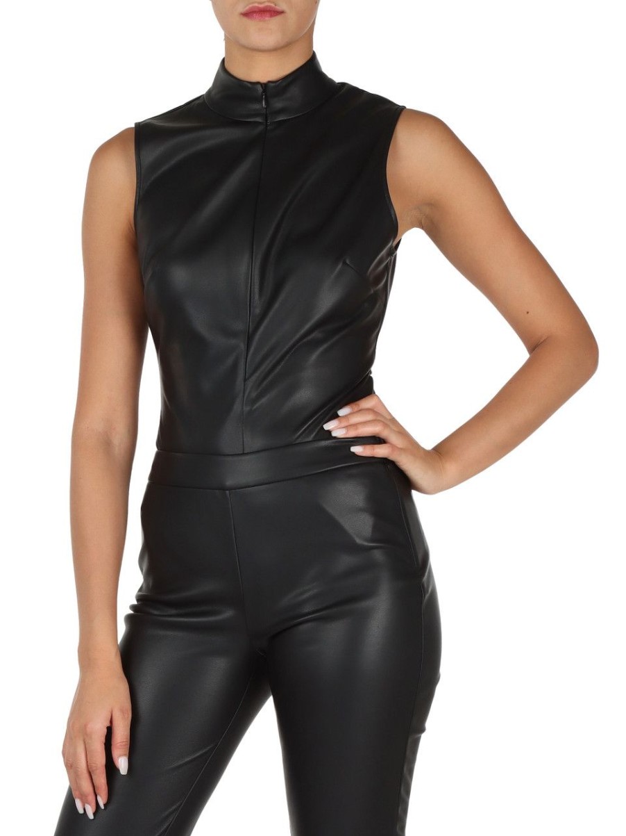 Donna MARCIANO GUESS | Top A Body In Ecopelle Nero