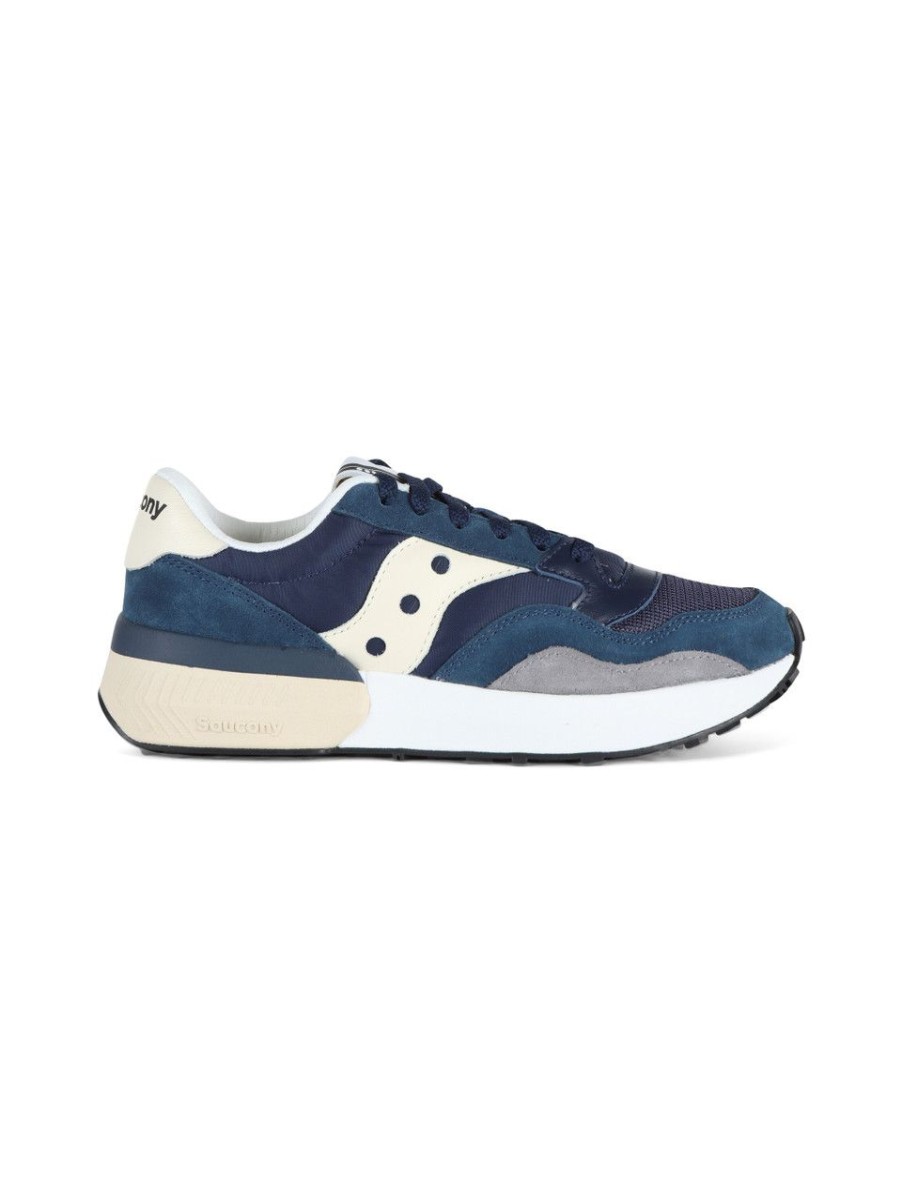 Uomo SAUCONY | Sneakers Jazz Nxt In Pelle E Tessuto Blu