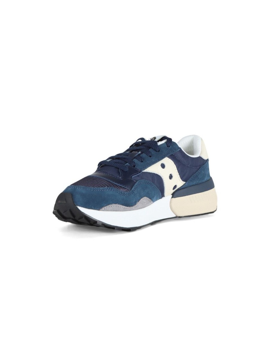 Uomo SAUCONY | Sneakers Jazz Nxt In Pelle E Tessuto Blu