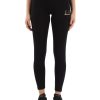 Donna EA7 | Leggings In Cotone Stretch Con Logo Frontale Nero