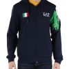 Uomo EA7 | Felpa In Misto Viscosa Con Cappuccio E Chiusura Zip Blu Scuro