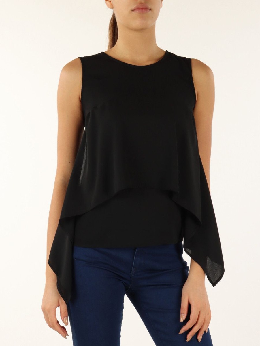 Donna TRUSSARDI | Blusa Senza Maniche In Georgette Nero