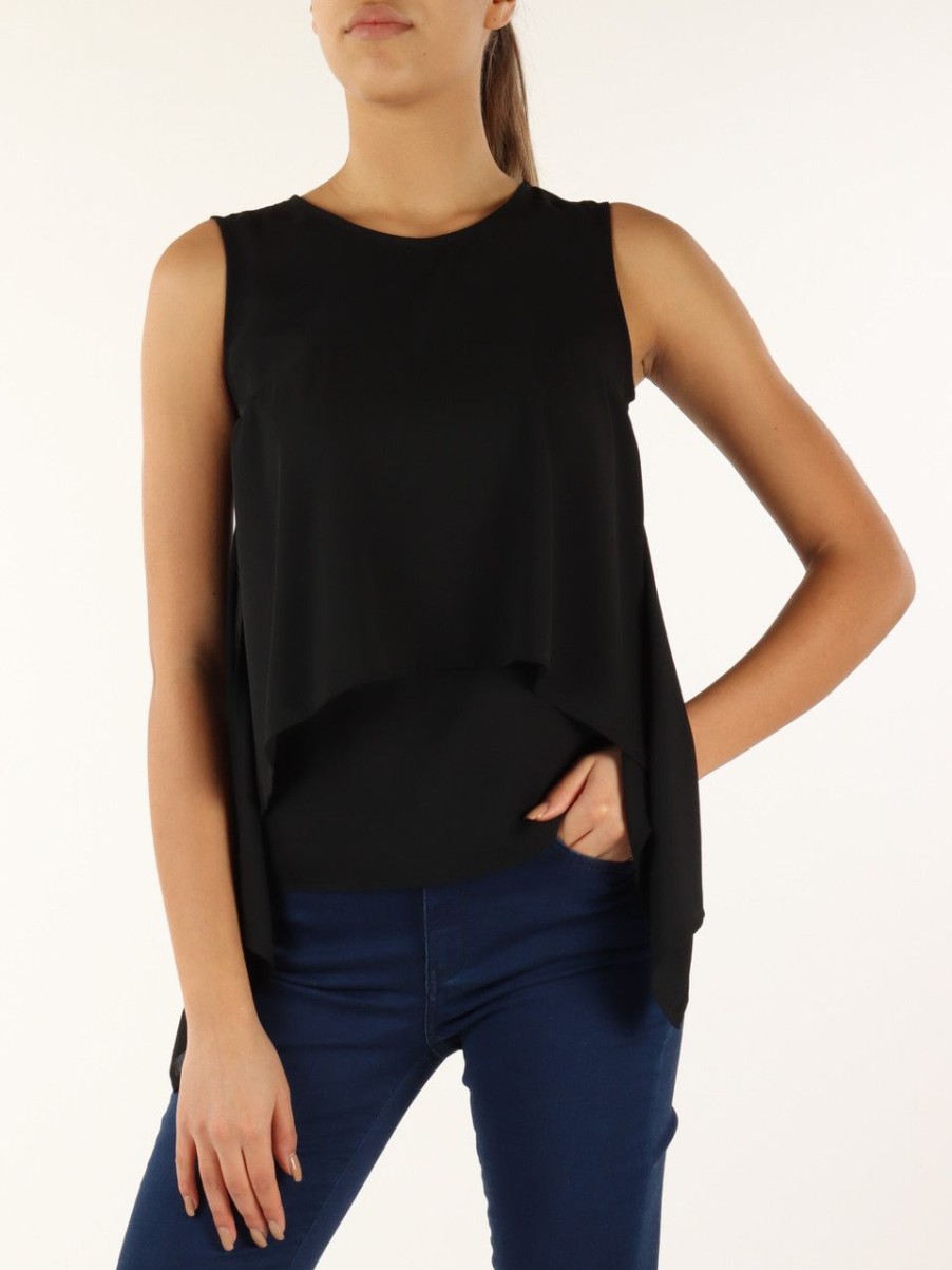 Donna TRUSSARDI | Blusa Senza Maniche In Georgette Nero