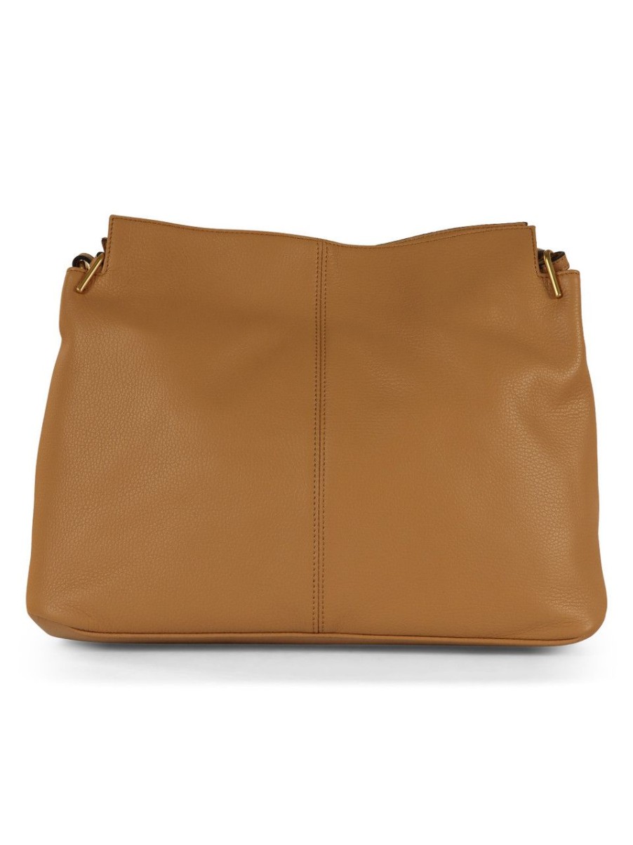 Donna GIANNI CHIARINI | Borsa A Spalla In Pelle Martellata Leila Large Cammello