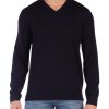 Uomo ARMANI EXCHANGE | Maglia Collo A V In Lana Vergine Con Ricamo Logo Blu Scuro