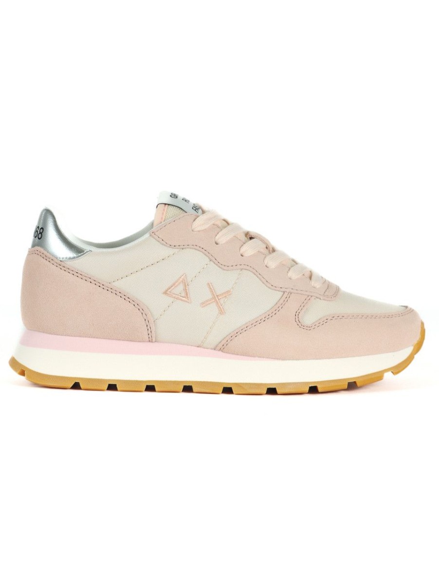 Donna SUN68 | Sneakers In Pelle E Tessuto Ally Gold Silver Rosa Chiaro