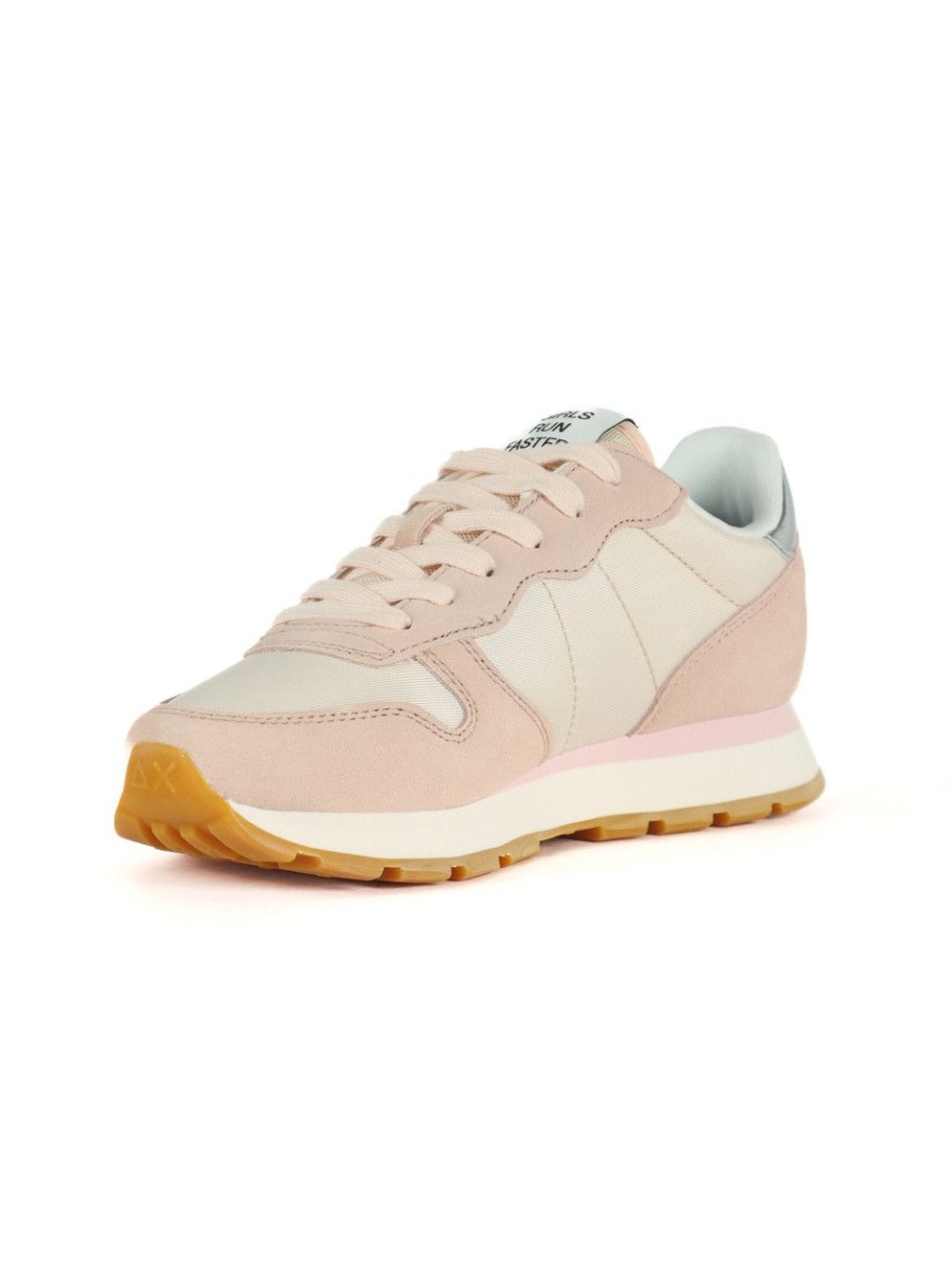 Donna SUN68 | Sneakers In Pelle E Tessuto Ally Gold Silver Rosa Chiaro