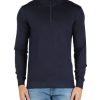 Uomo FAMA | Luxury: Maglia In Lana Merino Extrafine Con Zip Al Collo Blu Scuro