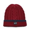 Donna SUN68 | Cappello A Trecce In Misto Lana Merino Cable Bordeaux