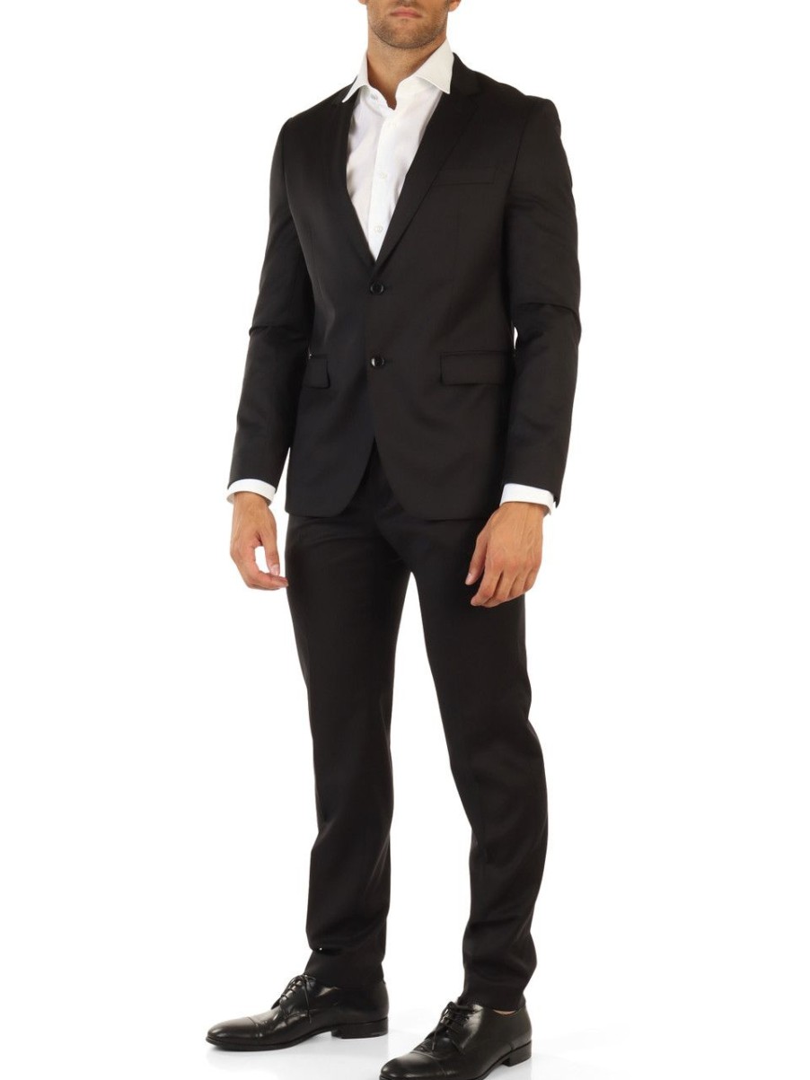 Uomo BOSS | Abito Classico Due Pezzi In Lana Vergine Super 120 Extra Slim Fit Nero