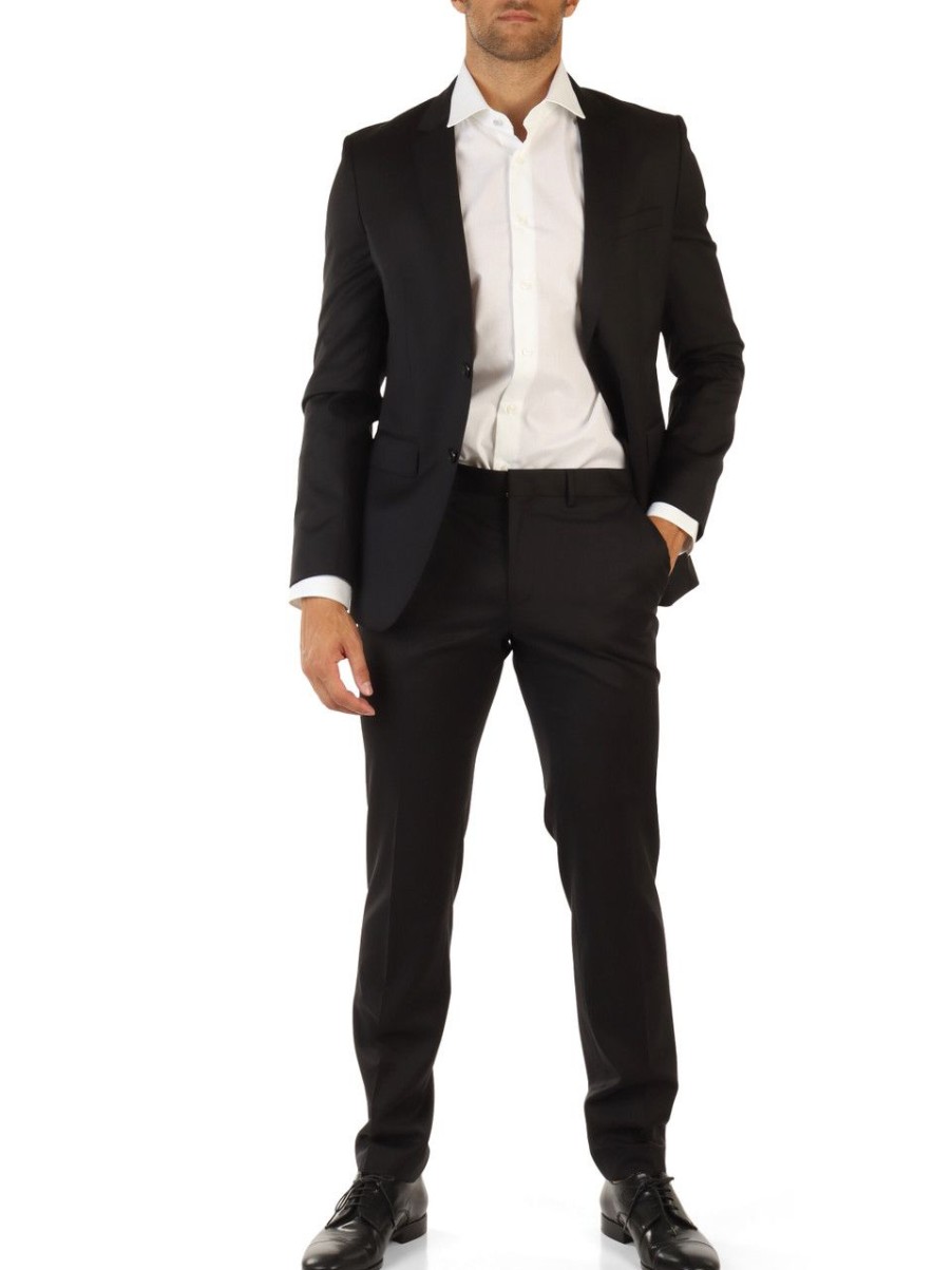 Uomo BOSS | Abito Classico Due Pezzi In Lana Vergine Super 120 Extra Slim Fit Nero