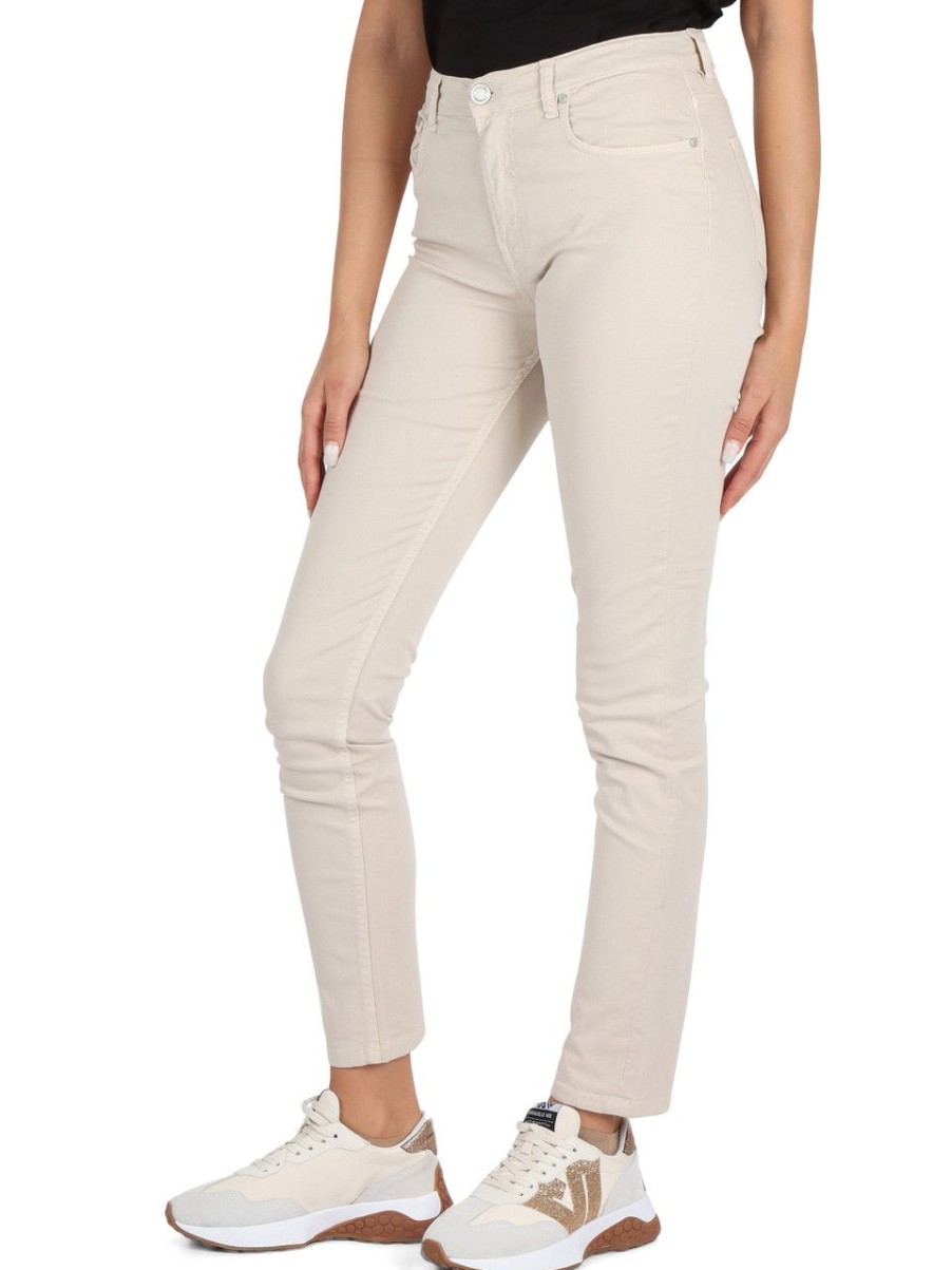 Donna TRUSSARDI | Pantalone Cinque Tasche In Cotone 105 Skinny Fit Beige