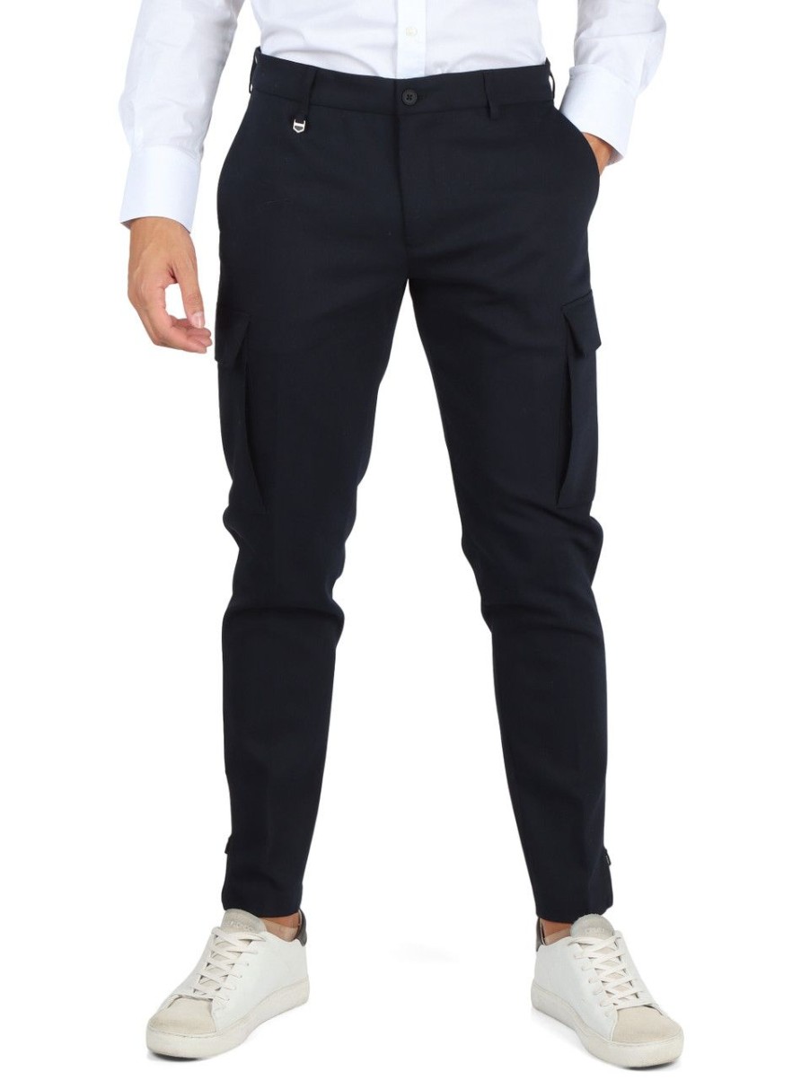 Uomo ANTONY MORATO | Pantalone Cargo In Misto Cotone Bjorn Slim Fit Blu Scuro