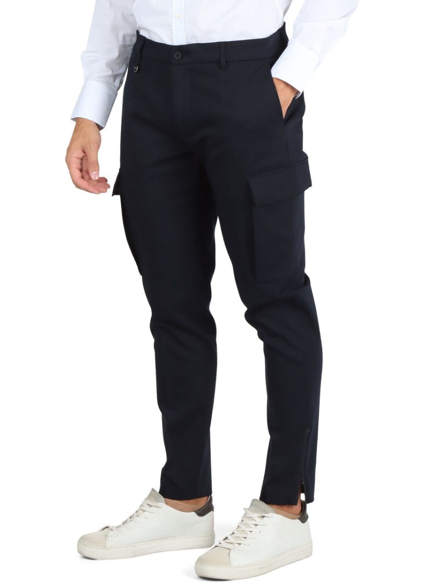 Uomo ANTONY MORATO | Pantalone Cargo In Misto Cotone Bjorn Slim Fit Blu Scuro