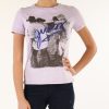 Donna GUESS | T-Shirt In Cotone Effetto Vintage Con Scritta Logo Viola Chiaro